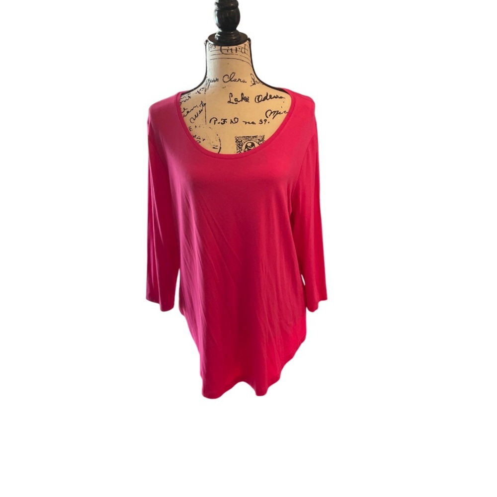 JM Collection Pink 3/4 Sleeve Tunic